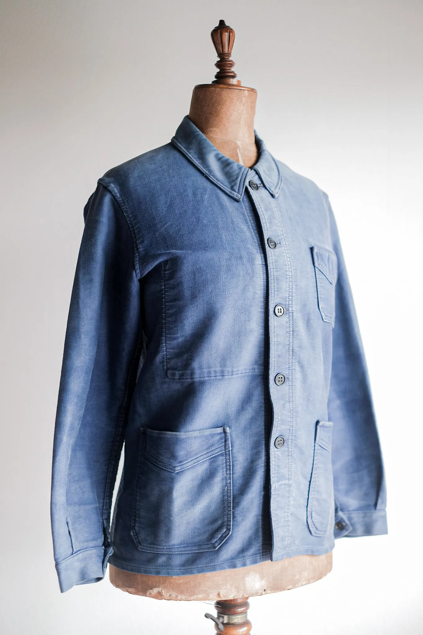 [~ 40's] Veste de travail de moleskin bleu vintage français