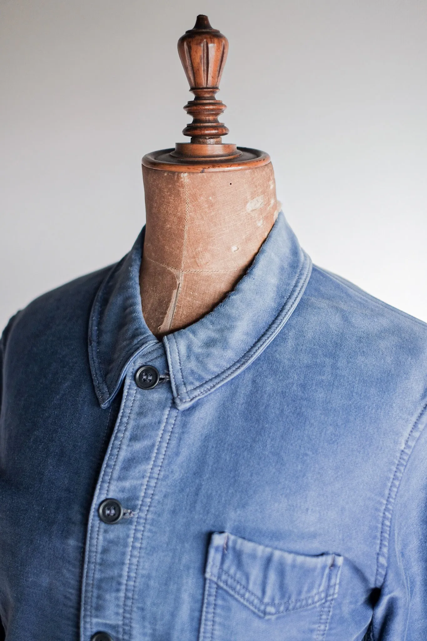 [~ 40's] Veste de travail de moleskin bleu vintage français