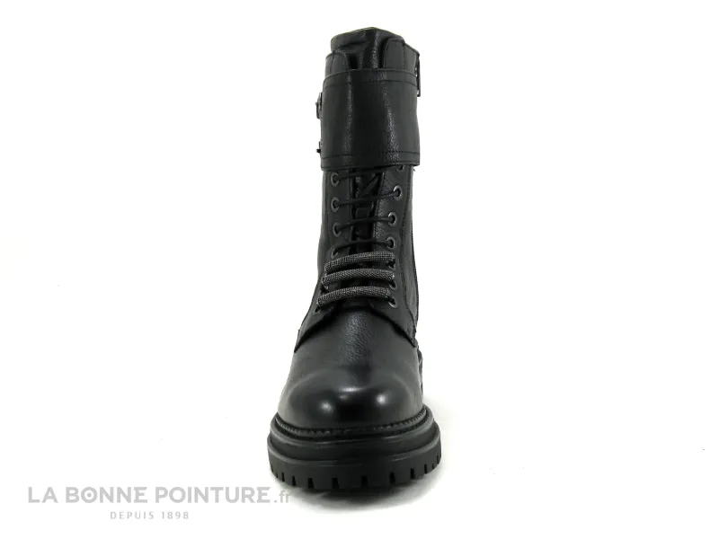 Achat chaussures Lily Mood Femme Boots, vente Lily Mood MILENA Noir - Bottine noire - Lacet avec perles metalliques