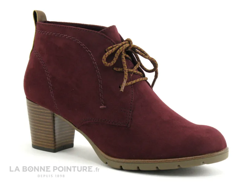 Achat chaussures Marco Tozzi Femme Boots, vente Marco Tozzi 2-25107-33 Bordeaux velours - Low boots talon haut