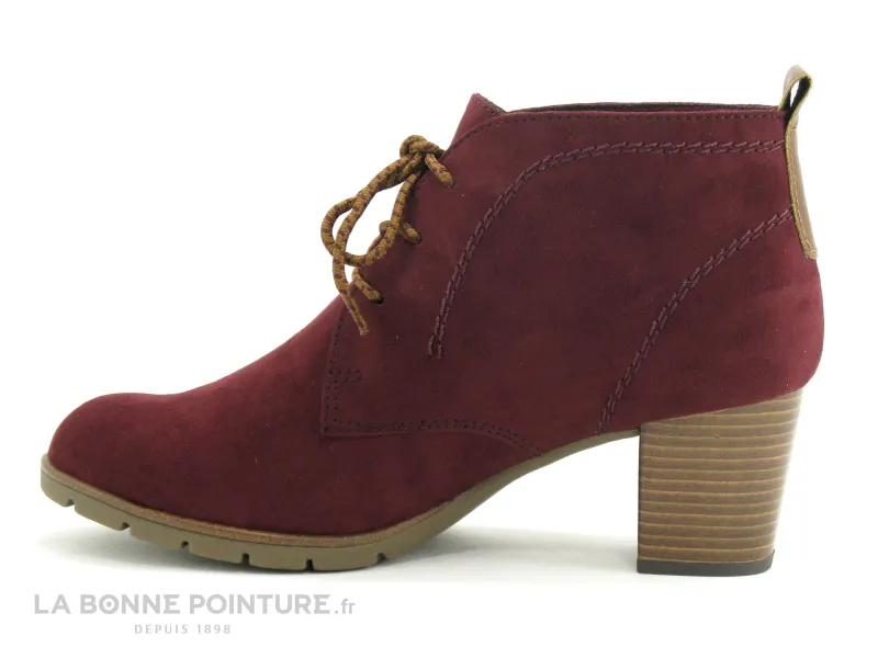 Achat chaussures Marco Tozzi Femme Boots, vente Marco Tozzi 2-25107-33 Bordeaux velours - Low boots talon haut