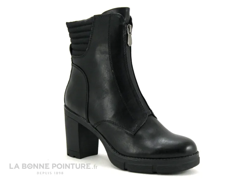 Achat chaussures Marco Tozzi Femme Boots, vente Marco Tozzi 2-25452-29 Black comb - Boots noires a talon haut epais