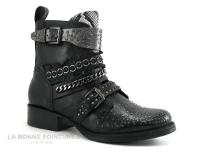 Achat chaussures Mjus Femme Boots, vente Mjus 177211 Noir Inox Blanc - Bottine clous devant