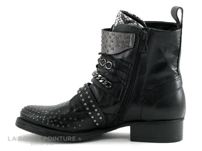 Achat chaussures Mjus Femme Boots, vente Mjus 177211 Noir Inox Blanc - Bottine clous devant