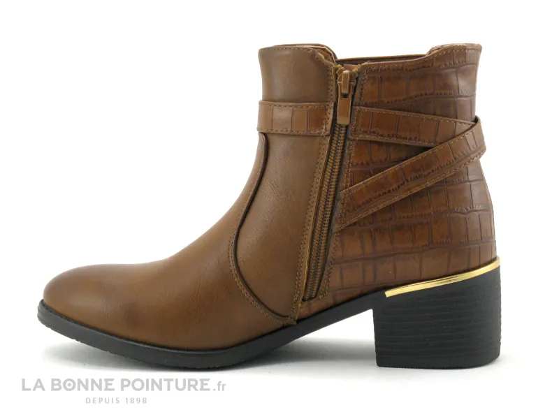 Achat chaussures Moran's Femme Boots, vente Morans TANAKA 29026 Marron - Arriere croco - Bottine talon large