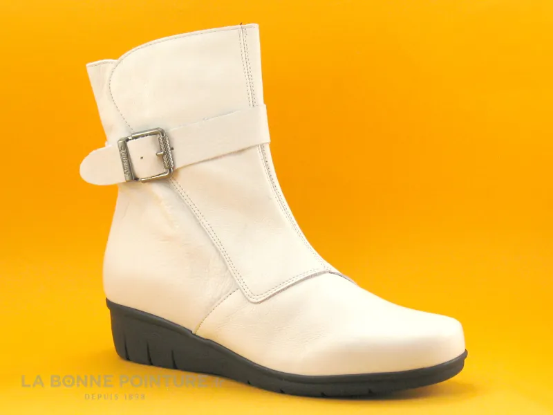 Achat chaussures Valeria's Femme Bottine, vente Valerias 5561 Blanc - Bottine compense cuir blanc