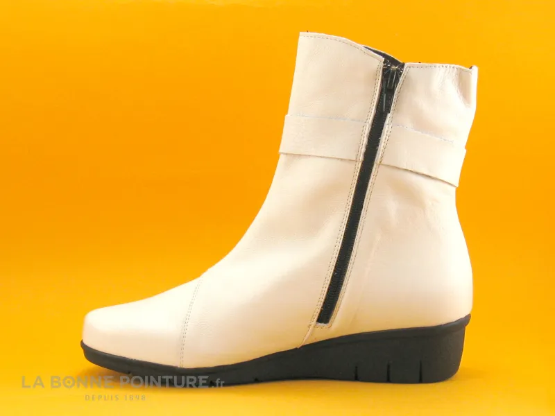 Achat chaussures Valeria's Femme Bottine, vente Valerias 5561 Blanc - Bottine compense cuir blanc