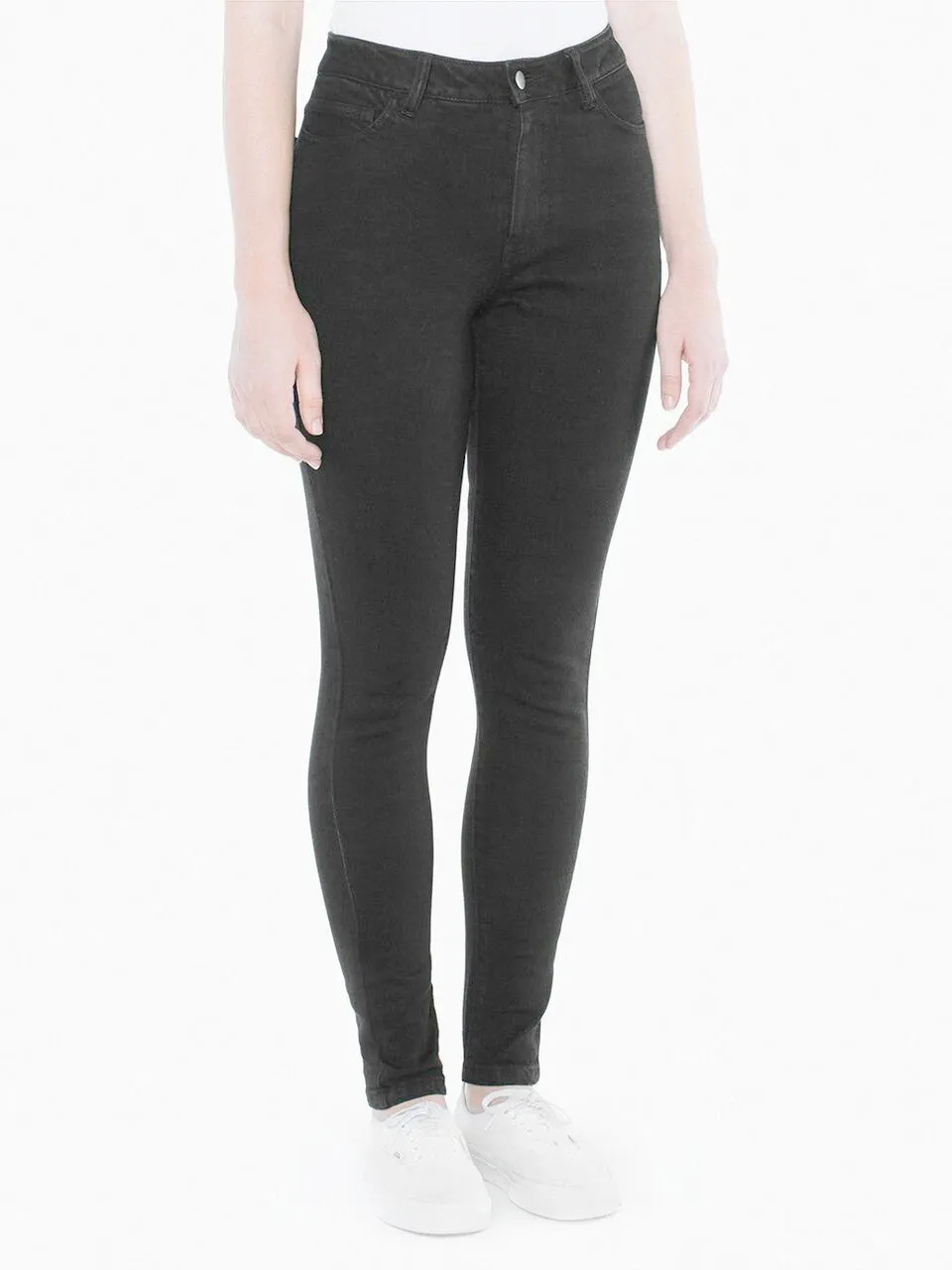 American Apparel Pencil Jeans : Skinny Taille Haute 10 po Noir ple