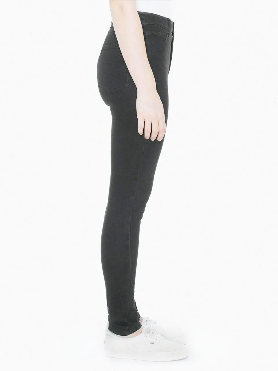 American Apparel Pencil Jeans : Skinny Taille Haute 10 po Noir ple