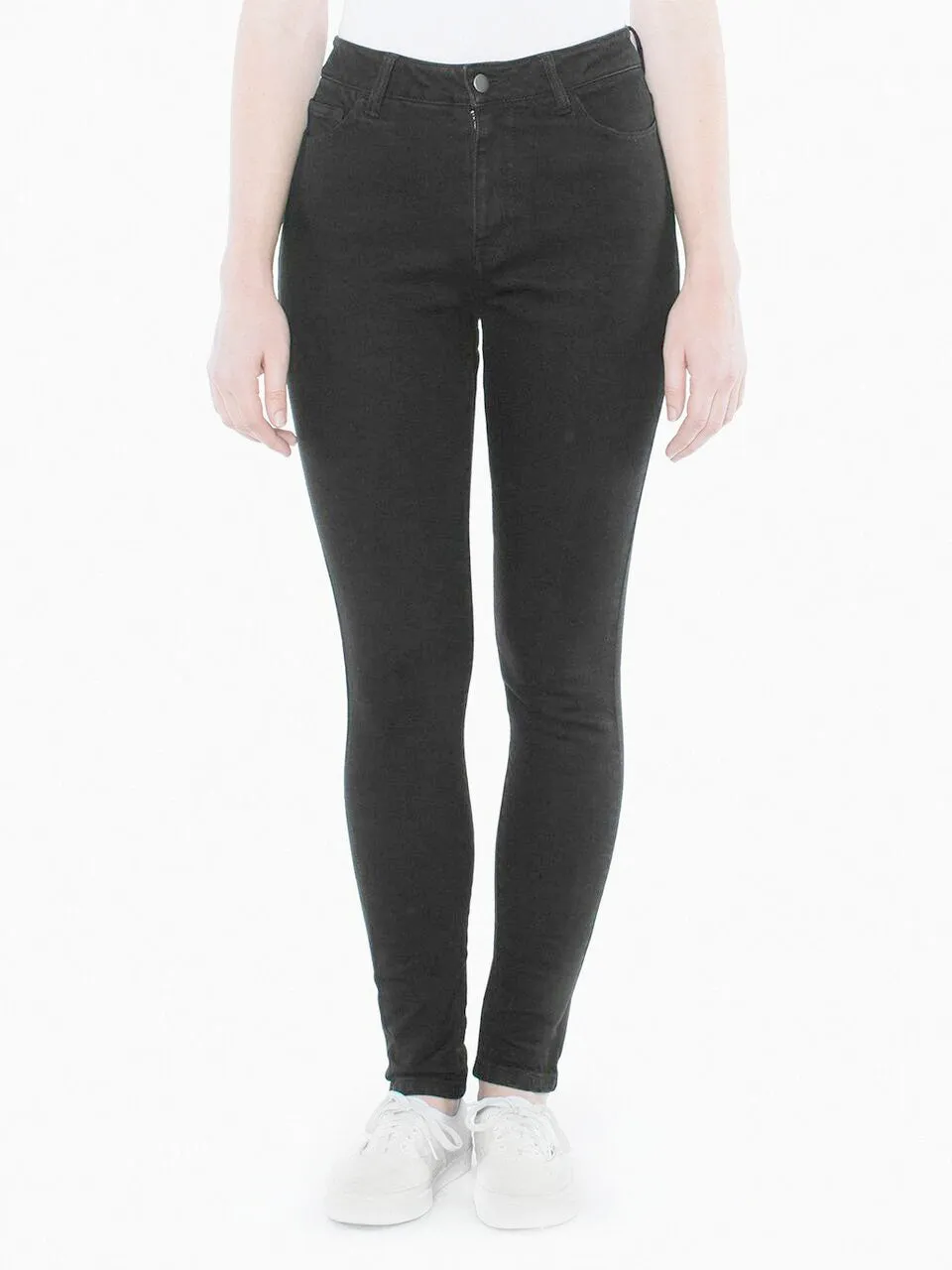 American Apparel Pencil Jeans : Skinny Taille Haute 10 po Noir ple