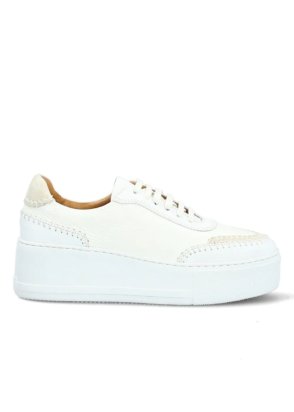 BASKET LACETS CUIR BLANC