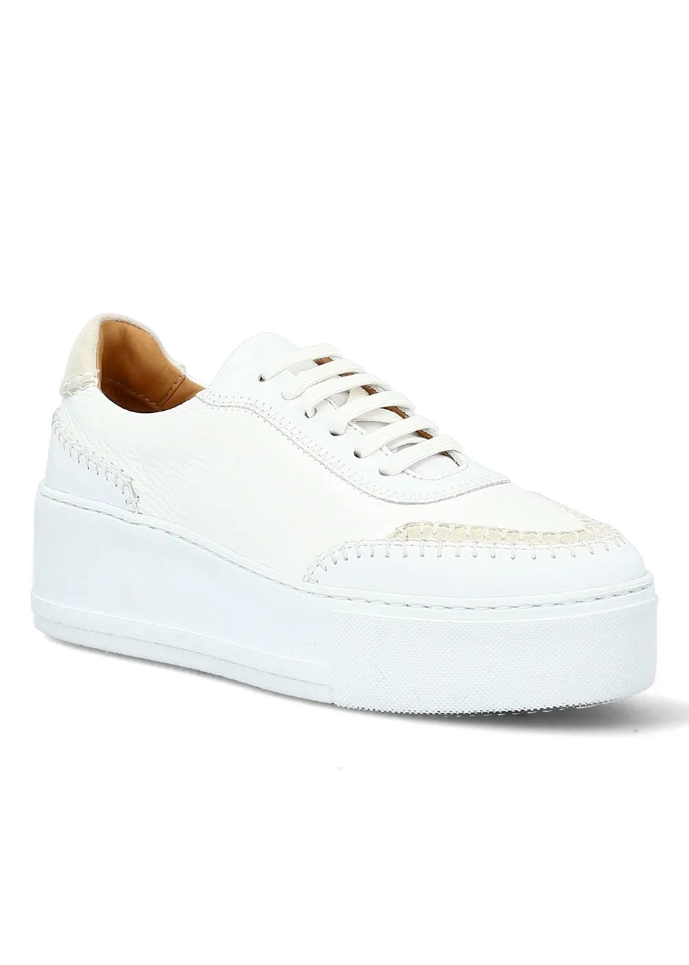 BASKET LACETS CUIR BLANC