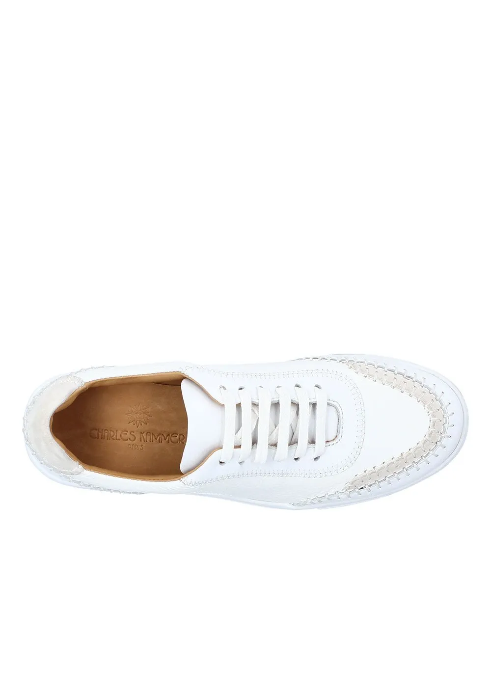 BASKET LACETS CUIR BLANC