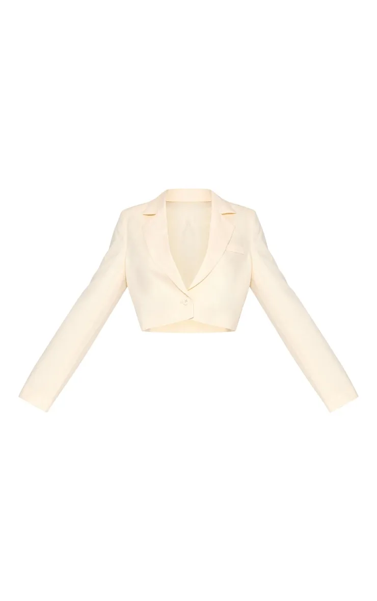 Blazer court oversize crème tissé