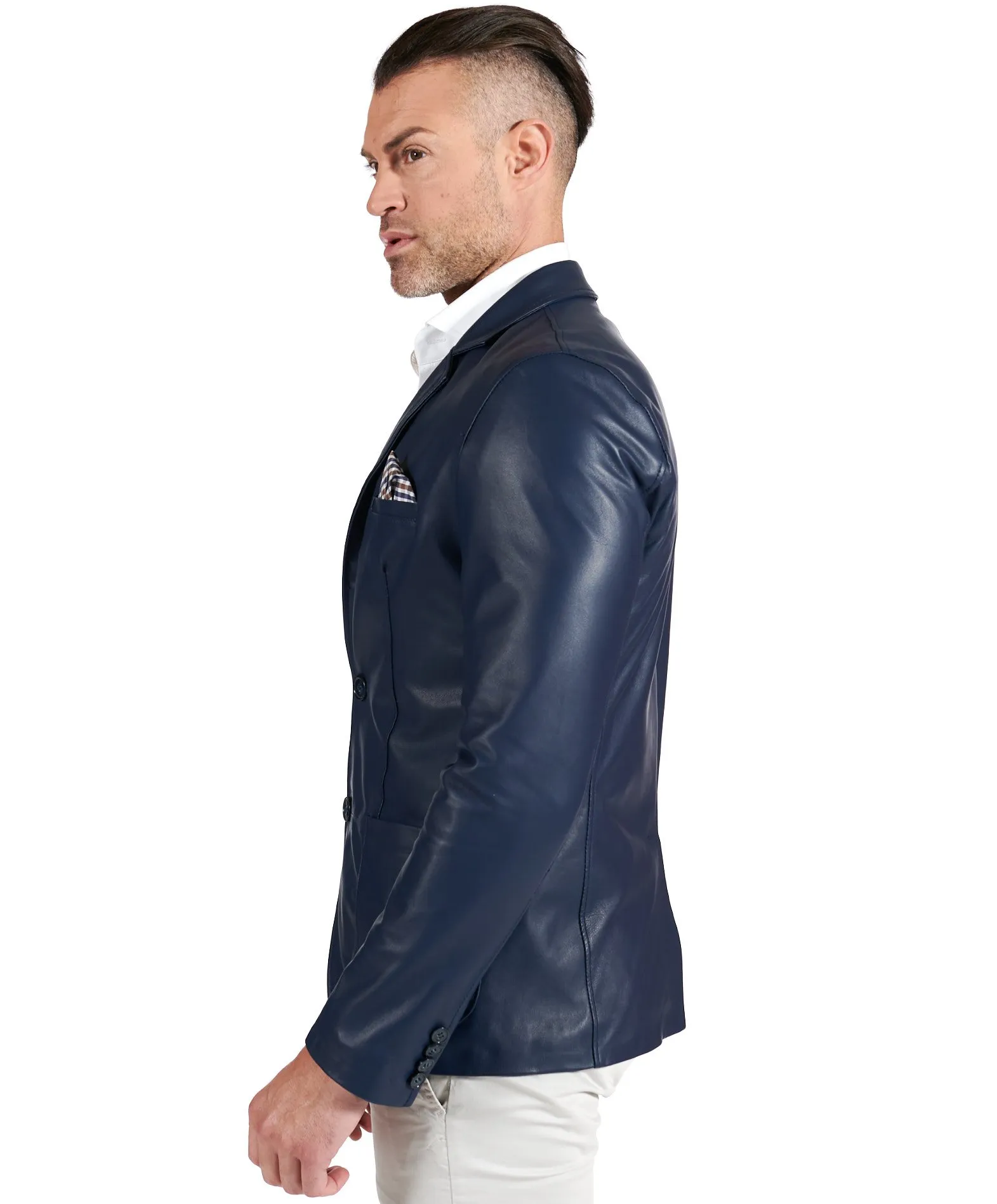 Blazer cuir homme blazer cuir bleu veste cuir homme classique Luke