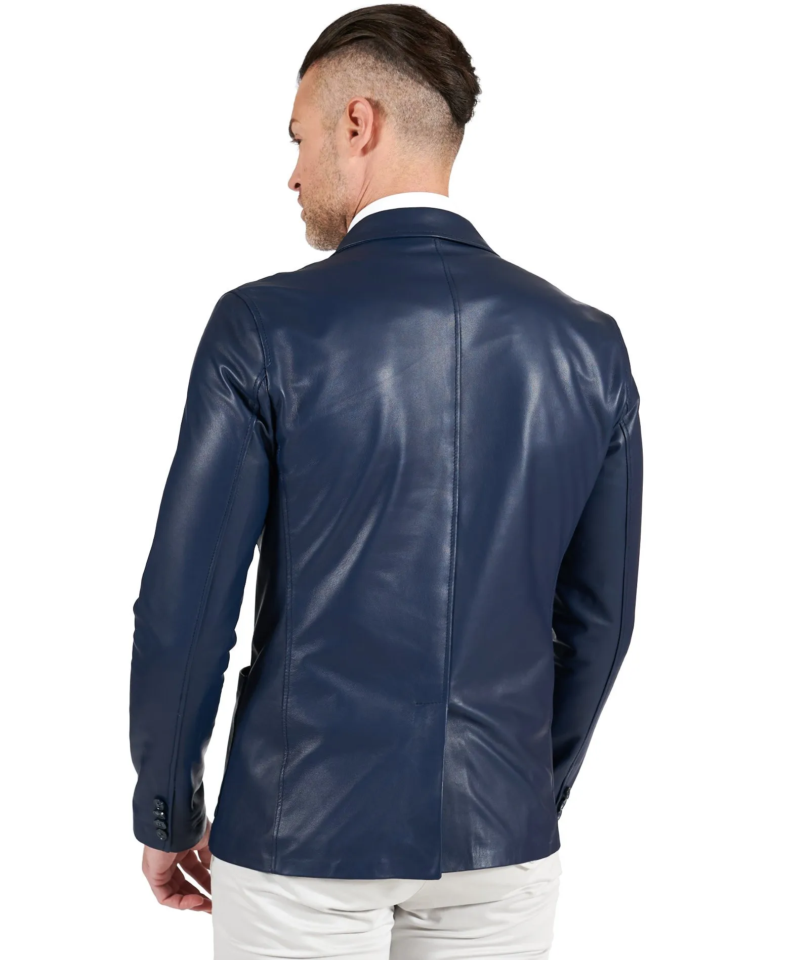 Blazer cuir homme blazer cuir bleu veste cuir homme classique Luke