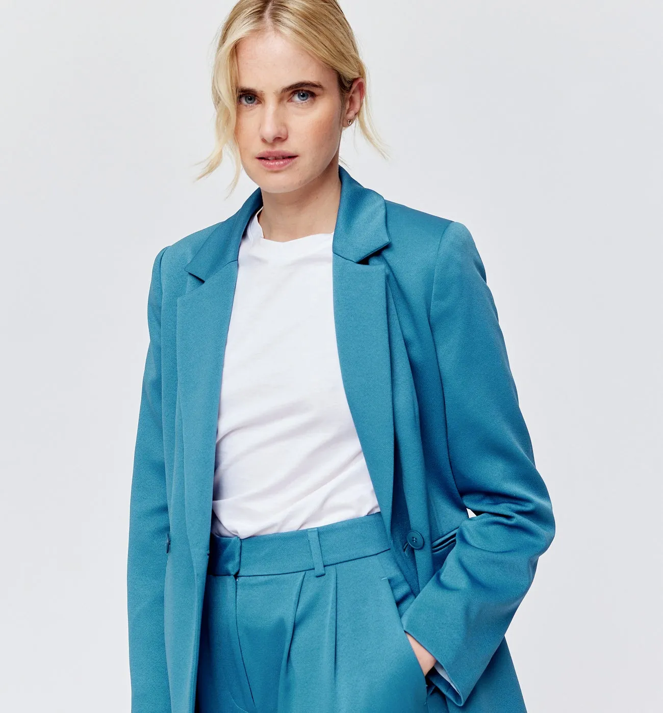 Blazer uni Femme - Bleu canard