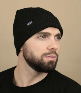 Bonnet pêcheur noir - Fisherman rolled beanie black par Patagonia : Headict