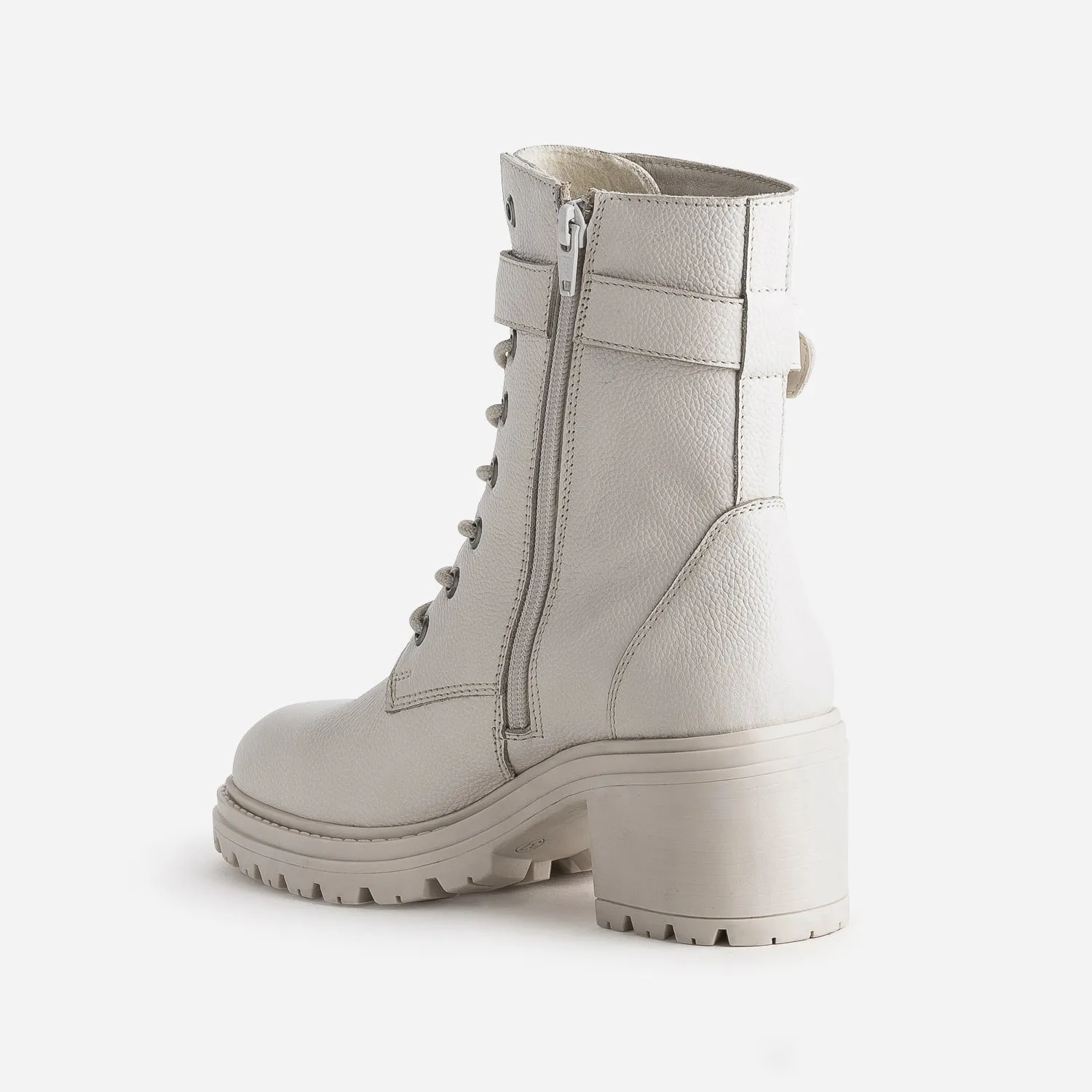 Bottine à talon TEXTO blanc cassé en cuir - Boots / bottines Femme | ERAM