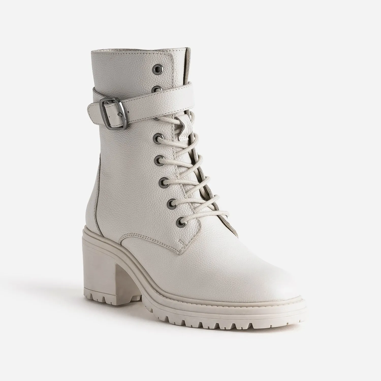 Bottine à talon TEXTO blanc cassé en cuir - Boots / bottines Femme | ERAM