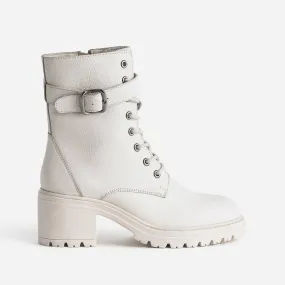 Bottine à talon TEXTO blanc cassé en cuir - Boots / bottines Femme | ERAM