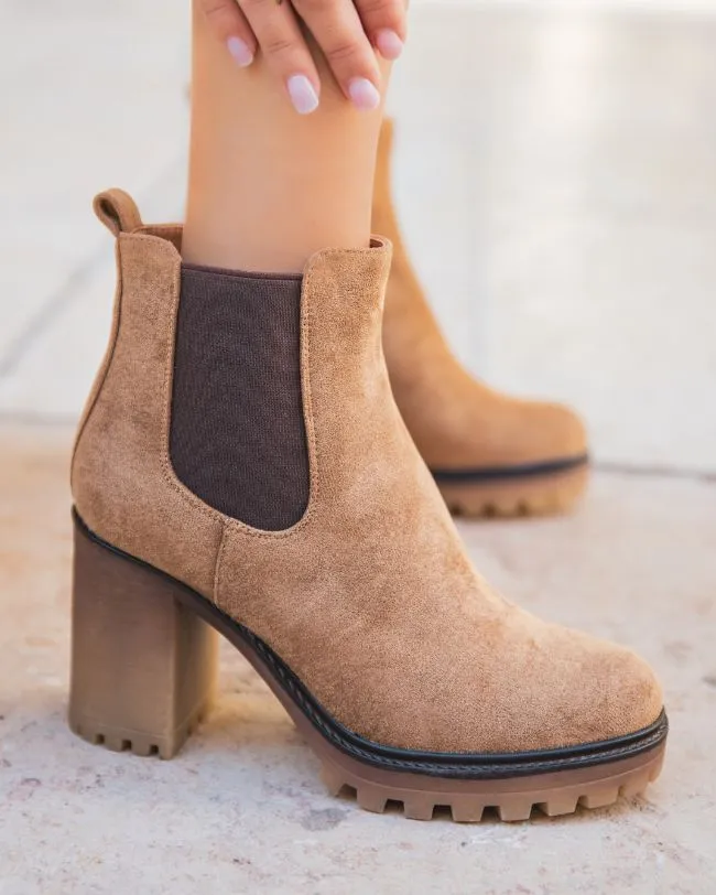 Bottines femme camel à talon - Bertille