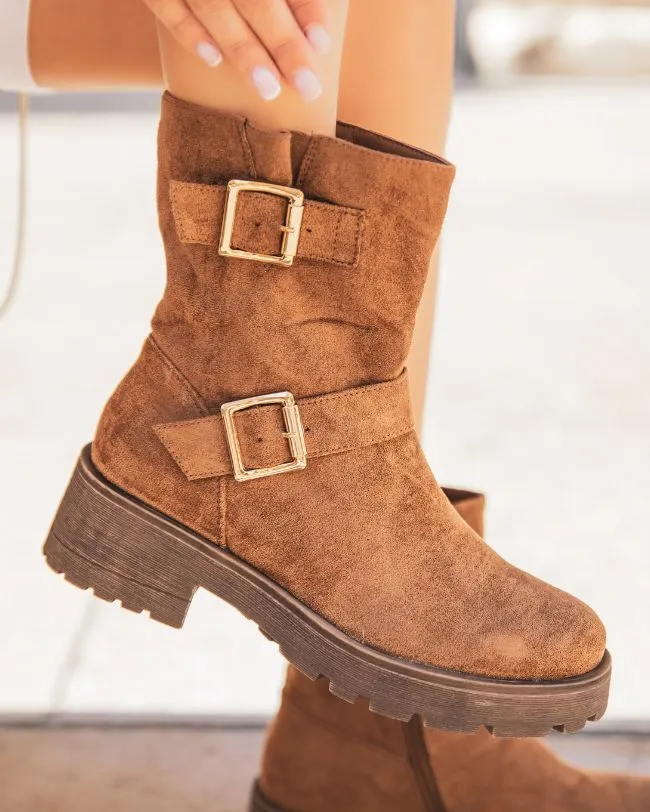 Bottines femme camel à talon - Bianca