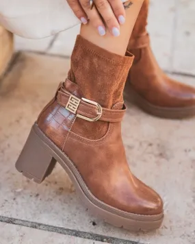 Bottines femme camel à talon - Grace