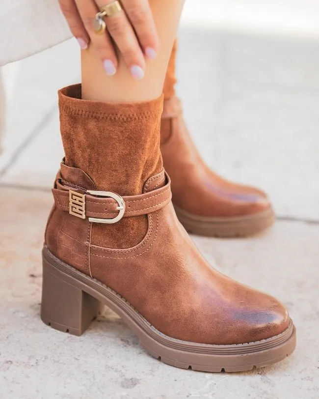 Bottines femme camel à talon - Grace