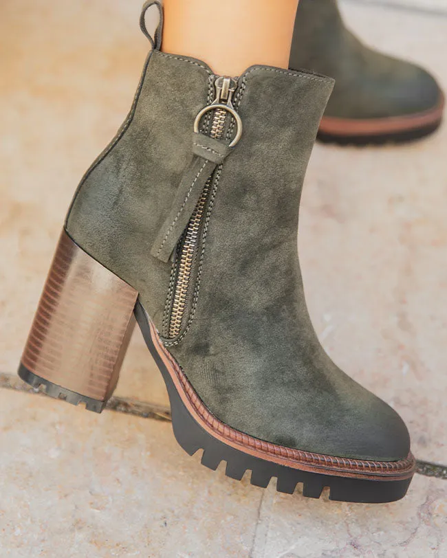 Bottines femme kaki à talon - Petra