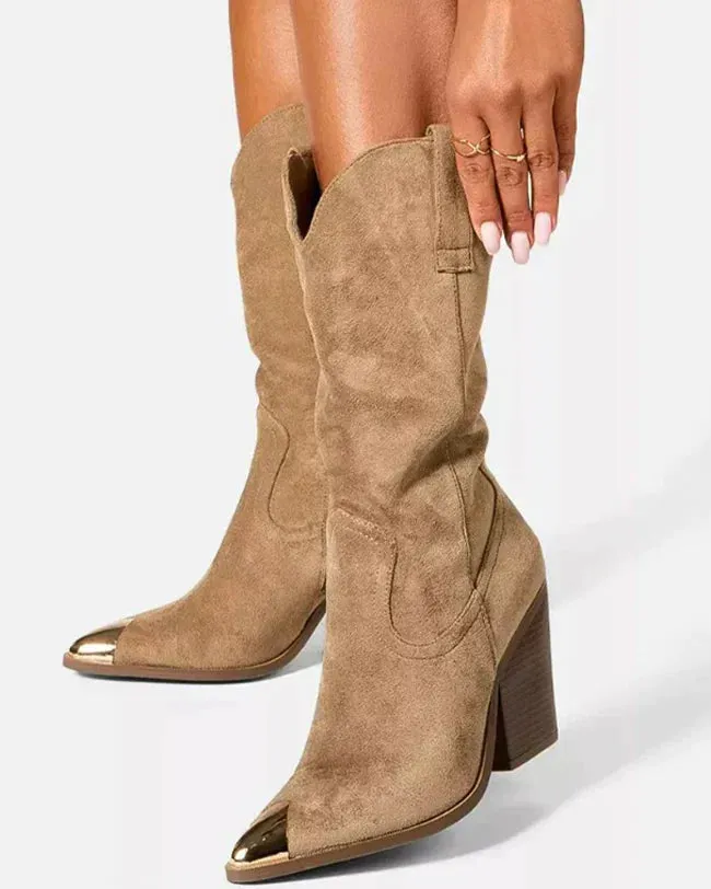 Bottines femme taupe santiags - Clémence