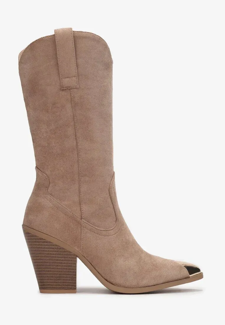 Bottines femme taupe santiags - Clémence