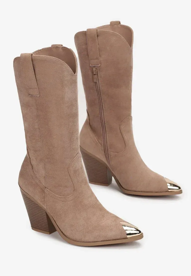 Bottines femme taupe santiags - Clémence