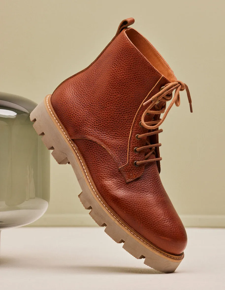 Bottines Théodore - Pull-up grainé cognac