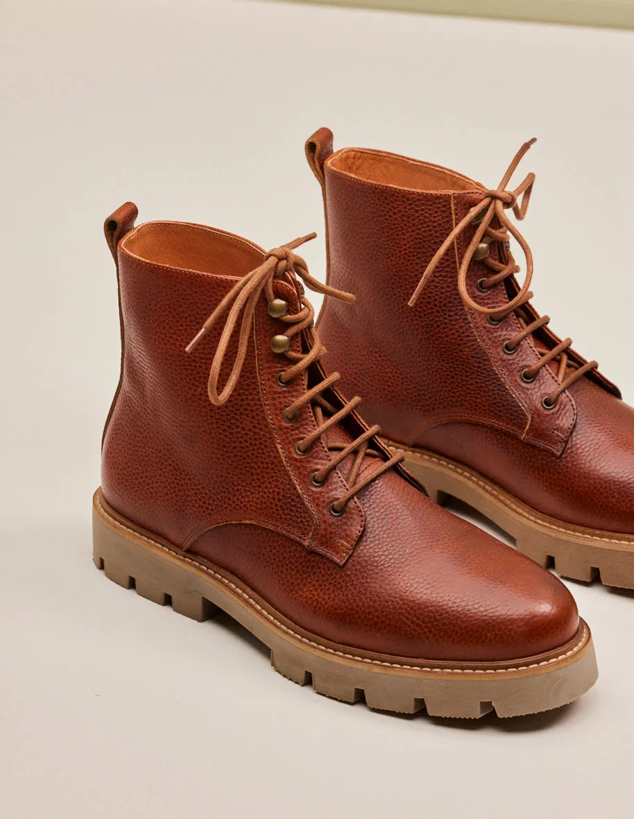 Bottines Théodore - Pull-up grainé cognac