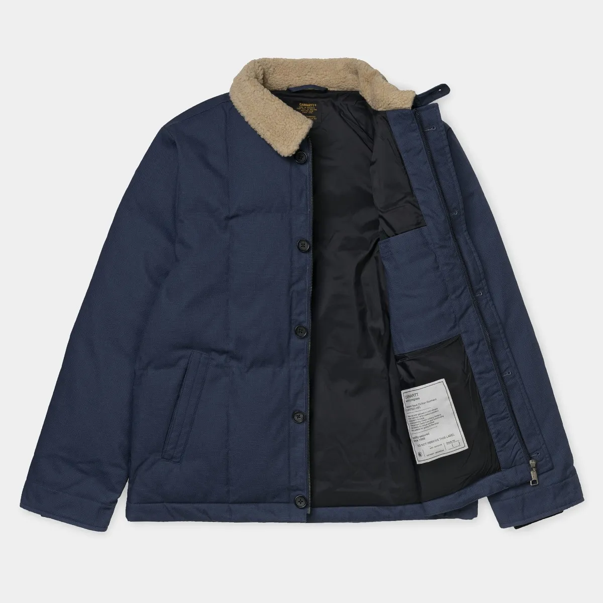 Carhartt WIP - Manteau bleu col mouton