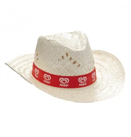 Chapeau Publicitaire en paille Lua avec Ruban Rouge Personnalisable