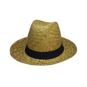 Chapeau style panama en paille naturelle avec bandeau noir 2 tailles