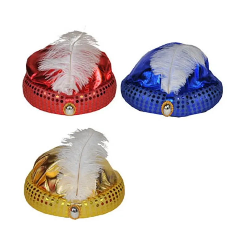 Chapeau turban avec plume et perle mix