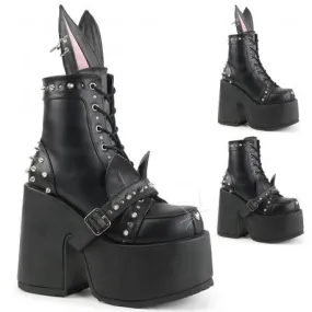 Chaussure gothique lolita "Bunny" à lacets avec gros talon carré et plateforme DemoniaCult