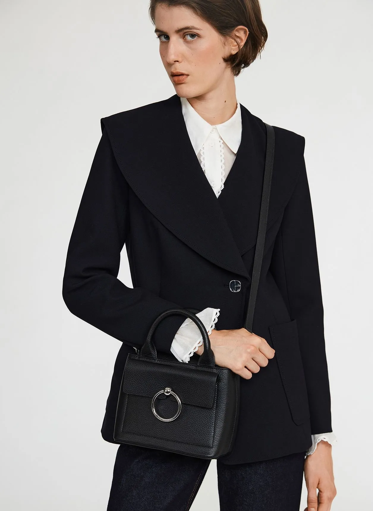 CLAUDIE PIERLOT  Mini sac à main en cuir lisse - Noir