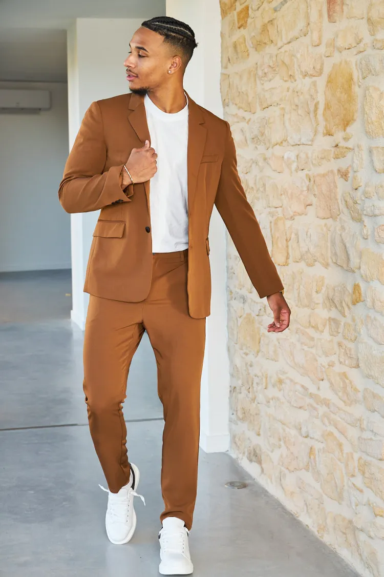 Costume 2 pièces blazer + pantalon camel