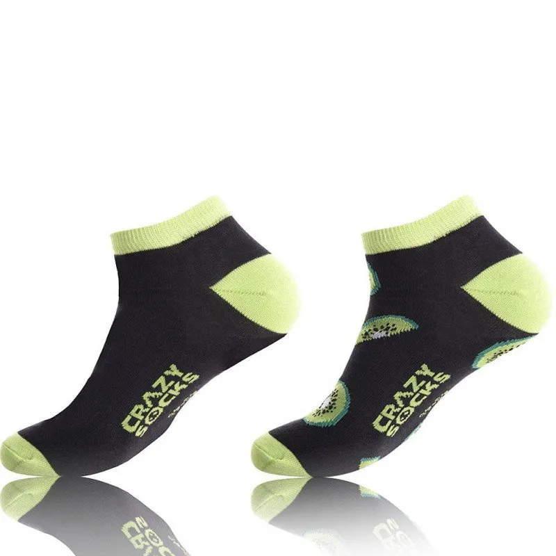 CRAZYSOCKS 2 paires de Socquettes Homme Coton Bio KIWI Noir Vert