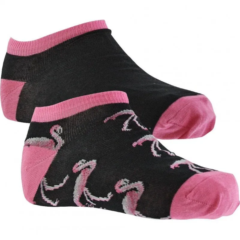 CRAZYSOCKS 2 paires Socquettes Femme Coton Bio FLAMAND Noir Rose