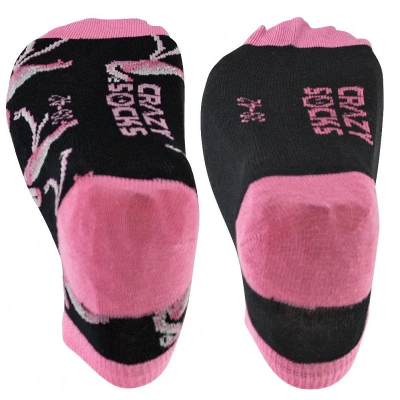 CRAZYSOCKS 2 paires Socquettes Femme Coton Bio FLAMAND Noir Rose