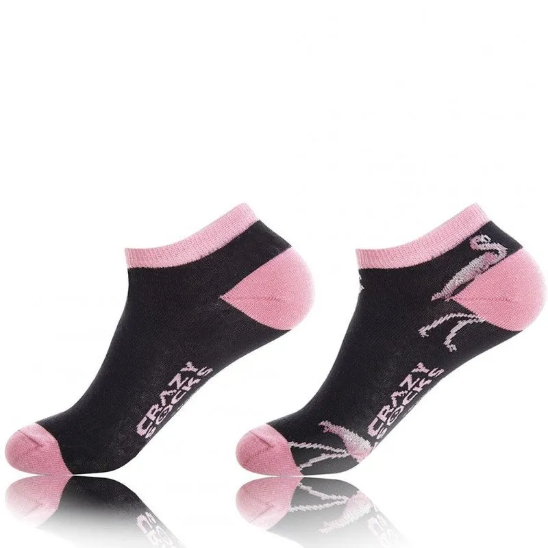 CRAZYSOCKS 2 paires Socquettes Femme Coton Bio FLAMAND Noir Rose