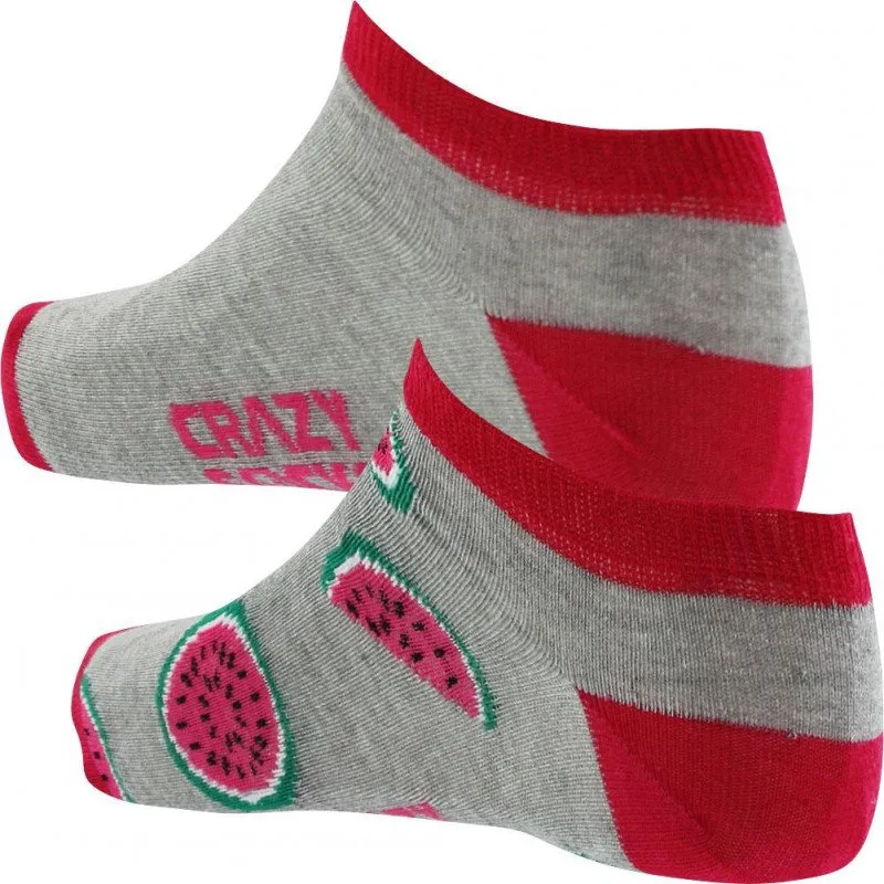 CRAZYSOCKS 2 paires Socquettes Femme Coton Bio PASTEQUE Gris Rose