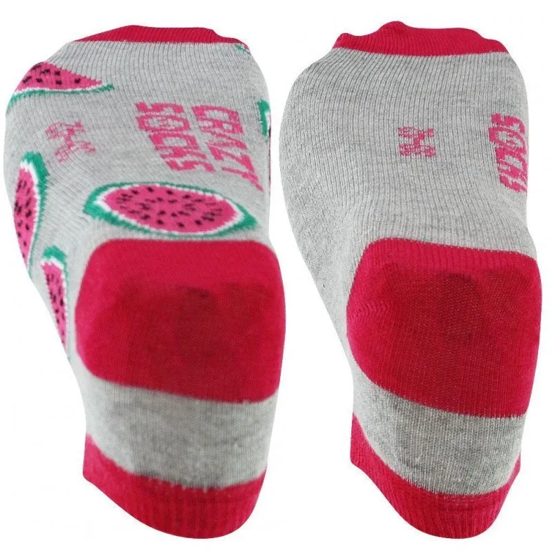 CRAZYSOCKS 2 paires Socquettes Femme Coton Bio PASTEQUE Gris Rose