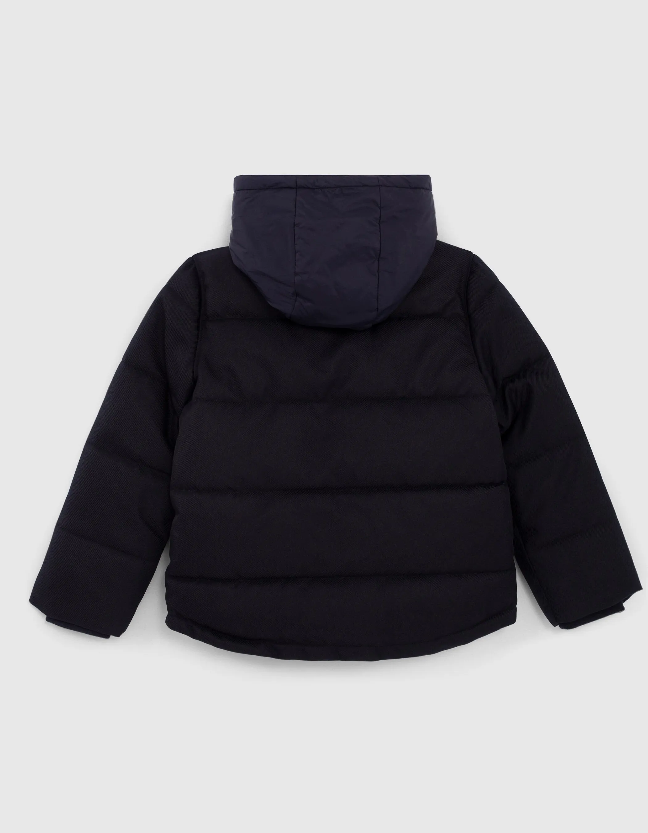 Doudoune navy bi matière fourrée à capuche nylon garçon