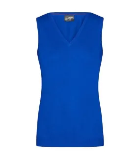 Débardeur Pull sans manche col V - FEMME - JN656 - bleu roi